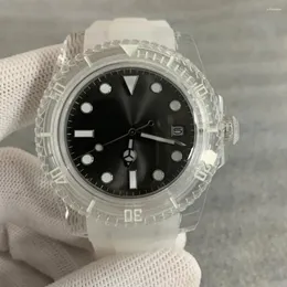 Armbandsur Lysande transparent gummibostar Automatisk mekanisk klocka avancerad och fashionabla atmosfäriska akrylglas