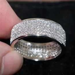 Band Rings Shine Silver and Gold Color Women Ring Round Inlaid White Zircon Ring for Women Men Engagement Wedding Jewelry Gift 231021