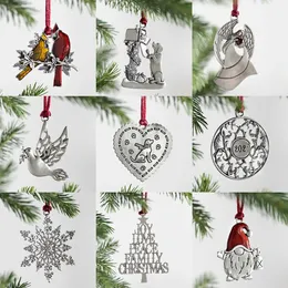 Ciondolo decorativo per albero di Natale, ornamenti in metallo appesi, Babbo Natale, fiocco di neve, albero di Natale, pupazzo di neve, ghirlanda di animali