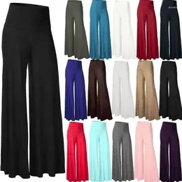 Gonne Pantaloni lunghi maxi a gamba larga da donna a vita alta Tinta unita Pantaloni palazzo a pieghe elasticizzati larghi da donna da ufficio S-3X