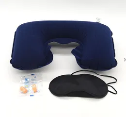 Whole 3 in 1 Travel Set Inflatable UShaped Neck Pillow Air Cushion Sleeping Eye Mask Eyeshade Earplugs Car Soft Pillow NH4458490