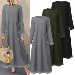 Städtische Sexy Kleider Mode frauen Herbst Sommerkleid ZANZEA Spitze Patchwork Sweatshirts Kleid Weibliche Hoodies Maxi Vestidos Pullover 231021