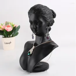 Jewelry Pouches Black Resin Earring Necklace Display Stand Holder Choker Show Window Decorate Jewellery Packaging Showcase Wholesale