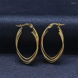 Hoop Ohrringe 2023 Mode Edelstahl Entwirrte Ohrring Für Frauen Gold Farbe Kreis Schmuck Boucle Oreille Femme E9518S06