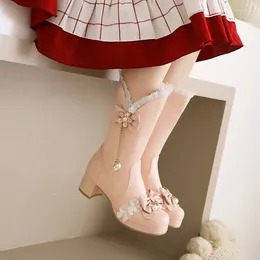 Buty wiosenny w stylu jesiennym moda lolita słodka księżniczka pojedyncza but Bowknot Tassel Mid-Tube Wysoka 5 cm plus rozmiar 34-48