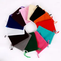 Opakowanie na prezenty 10/50pcs/działka 5x7 7x9 8x10 9x12cm Coloful Velvet Bag biżuteria Pakowanie torebki z sznurkami można dostosować