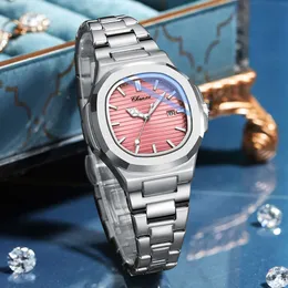 2023 Nya Chenxi Women Fashion Elegant Sier Rostfritt stål Remkvarn Armbandsur Ladies Watch Gift Relogio Feminino