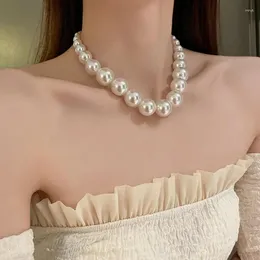 Naszyjniki wisiorek moda retro barokowy gradient rozmiar Pearl Clavicle Naszyjnik dla kobiet łańcuch prosty temperament Zaawansowany prezent