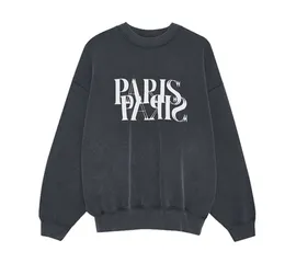 Moletons com estampa de letras Designer solto lavado preto pulôver jumper suéter com capuz para mulheres