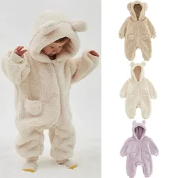 Rompers 0 2Y Born Baby Spring Autumn Warm Fleece Boys Costume Costume Girls Animal Animal全体的なアウトウェアジャンプスーツ231021