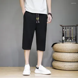 Pantaloni da uomo Pantaloni da uomo stile coreano in cotone e lino Harem corti da uomo streetwear da spiaggia Pantaloncini da uomo casual al polpaccio