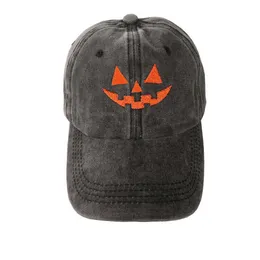 Halloween-hoeden zijn grappig en schattig voor kinderen en volwassenen Nieuwe oranje pompoenduivel Halloween-hoed Katoenen geborduurde honkbalhoed