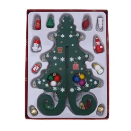 Drewniane choinki ozdoby świąteczne sześcioczęściowe drzewo z małymi wisiorkami zestaw ozdób świątecznych atmosfery 1022