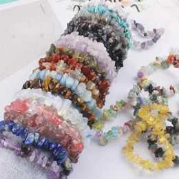 Pulseira jóias mulheres pedra natural cristal esmagado corrente pulseira colorida irregular pulseiras elásticas pulseras mujer femme
