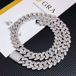 Fine Jewelry Necklaces16mm Ins Euramerican Hip Hop 925 Sterling Silver Moissanite Inlaid Cuban Chain with Diamond Bracelet
