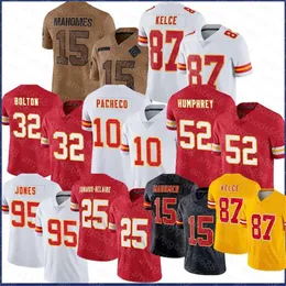 Patrick Mahomes Kansaes City 2024 Camisas de futebol personalizadas Chiefes Clyde Edwards-Helaire Travis Kelce Chris Jones Nick Bolton George Karlaftis Creed Humphrey