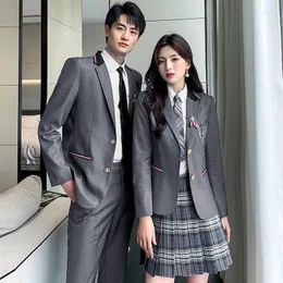 의류 세트 Unisex College 스타일 JK 서비스 유니폼 일본 소녀 학교 수업 전문 공식 복장 의상 코러스