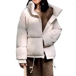 Down's Down 2023 Autumn Winter Collection Solid Women Kurtka ciepła zagęszcza stojak kołnierz biały kaczka parka damskie kurtki płaszcze