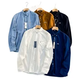 Tommyhilfiger Camisa de grife de qualidade original Tommy Men's Slim Corduroy Camisa de manga comprida com pequena etiqueta bordada no peito em cinco cores