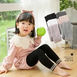 Trousers Toddler Baby Girl Letter Stripes Crotch Pants Cotton Breathable Child Nine-point Leggings Spring Autumn Infant Kids