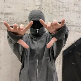 Uzak arşiv kapşonlu erkekler kaplı ninja kapüşonlu kazak erkeklerin gevşek kapüşonlu unisex moda kapşonlu