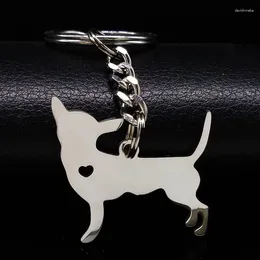 Keychains 2023 Chihuahua Dog Keychain Jewelry Silver Color Stainless Steel for Women Llaveros Mujer K922S01