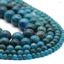 Beads Natural Stone Lake Blue Apatites Spacers 4/6/8/10/12mm Round Loose For Jewelry Making DIY Bracelets Necklace Accessories