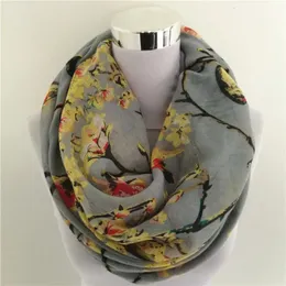 Xales Magpie Pássaro impressão Viscose Match Ipek Esarp loop Lenços Flor Cachecol primavera Envoltórios anel cachecol para mulheres 231021