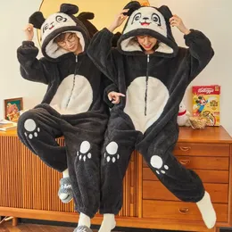 Indumenti da notte da uomo Adulti Pigiami animali Set Cartoon Cosplay Zipper Donna Uomo Inverno Flanella Pijama One Piece Nightwear Roupa De Dormir