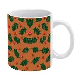 Tazze con motivo floreale verde arancione1 tazza bianca per amici e familiari regalo creativo 11 Oz caffè in ceramica con motivo a cifre