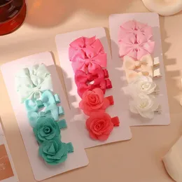 Hårtillbehör 6st/set 3 y Bbay Girls Candy Color Flower Hairpin For Safe Clips Handgjorda barn Babygåvor Partihandel