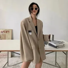 Womens Jackets Mexzt Blazers Kvinnor Elegant Solid Suit Korean Office Lady Simple Single Breasted Loose Leisure AllMatch Coat Top 231021