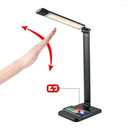 Table Lamps Qi Wireless Charging Led Desk Lamp With Hand Sweep Sensor Control & Usb Output Brightness Adjustable Auto Timer