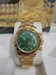 Z oryginalnym pudełkiem wysokiej jakości zegarek 40 mm 116503 116508 116523 116528 SAPPHIRE 18K żółte złote zielone tarcze NO Chronograph Mechanical Automatic Mens Watches