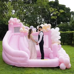 Casamento rosa Bouncy Castle Party Bounce House Wedding Bouncer inflável Playhouse Jumping Jumper para casamentos Adultos Crianças Festas de aniversário Eventos com ventilador de ar