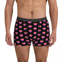 Cuecas cor-de-rosa corações impressão roupa interior dia dos namorados shorts masculinos briefs clássico tronco oversize