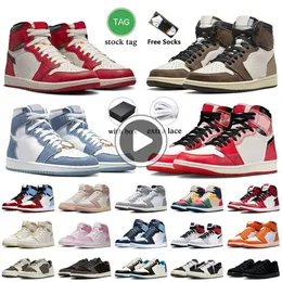 Women Mens With Box 1s Basketball Shoes High OG Chicago Lost and Found Jumpman 1 Cactus Jack Travis Denim Next Chapter Spiders-Verse Patent Bred Sneakers Trainers