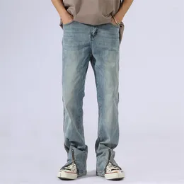 Jeans para Hombres Hombres Hombres Hip Hop Streetwear Harajuku Coreano Cremallera Pantalones De Mezclilla Moda Vintage Lavado Pantalones Rectos Casual Baggy