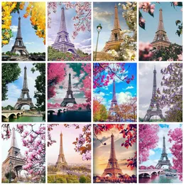 Evershine Full Square Diamond Målning Eiffel Tower 5d DIY Mosaic Full Set Brodery Landscape Rhinestone Pictures Home Decor3019691