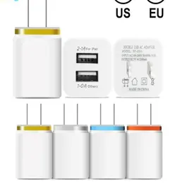 Metal Dual USB Wall Charger Phone Charger US EU Plug 21a AC Power Adapter Wall Charger Plug 2 Port for IP 11 Pro Max Samsung Xiao5693788