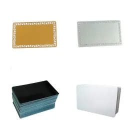 Arquivos de cartões de visita de metal Placa de alumínio em branco para transferência de calor 3,1 * 2,1 polegadas 100 unidades / conjunto Lado duplo para sublimação Branco Dourado Prata Preto