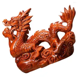 Decorazioni da giardino Statua del drago cinese Zodiaco Scultura artigianale in legno Decorazione per mensola da tavolo