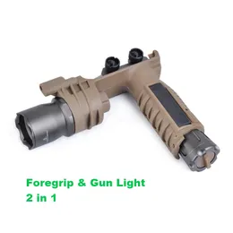 Taktisk M910 Vapenljus och gevärsgrepp kombinerat LED -pistolljus ficklampa jakten airsoft föregriper med picatinny vävare montering