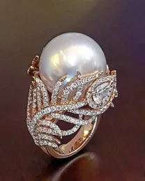 Anéis de banda Delysia King Mulheres Personagem Pena Anel de Cristal Na Moda Pérola Estética Diligentemente Presente Para Namorada 231021