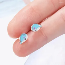 Orecchini a bottone di buona qualità carino pesce azzurro resina epossidica piccoli accessori per gioielli moda orecchio regali per donne ragazze