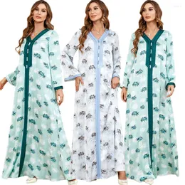 Ethnische Kleidung Abayas für Frauen Dubai 2023 Elegante V-Ausschnitt Langarm Türkei Arabische Vestidos Marokkanische Kaftan Muslim Jalabyia Islam Robe