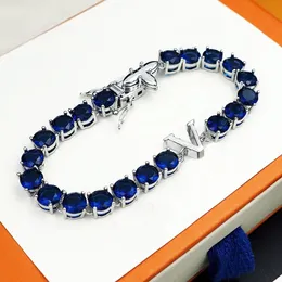 luxury bracelets tennis bracelet designer bracelet women men v letter charm bracelet stainless steel gold plated blue diamond mens designer jewelry womens gift