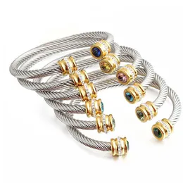 DIY Twisted Bracelets 클래식 고급 디자이너 티타늄 강철 12 개의 Birthstones 팔찌 뱅글 보석 파티 웨딩 선물 도매 YMB011