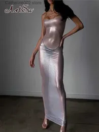 Городские сексуальные платья ArtsuSee Through Gliter Maxi Dress для женщин Одежда для вечеринок и клубов Сексуальные платья на бретельках Body-shaping Vestido Женские наряды T231023