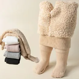 Leggings collants super engrossar inverno quente para meninas listra vertical algodão criança bebê cor pura crianças 231021